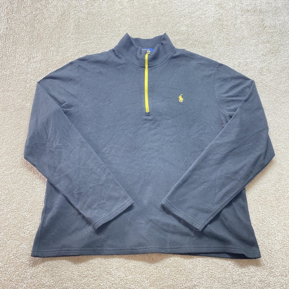 Polo Ralph Lauren Pullover Mens XL Gray Performance Fleece Quarter Zip Pony Logo